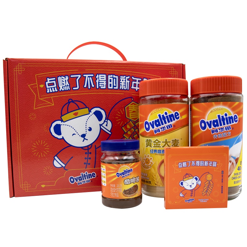 阿华田(Ovaltine) VS Teddy Bear 联名食品礼盒 了不起的新年味 酷脆酱、可可粉、黄金大麦