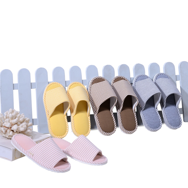 富安娜居家拖鞋日式条纹简约无声拖鞋舒适时尚家居鞋浅草