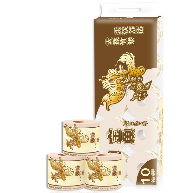 金鱼牌(GOLDFISH) 本色竹浆卷纸 超韧4层160节卫生纸*10卷/提