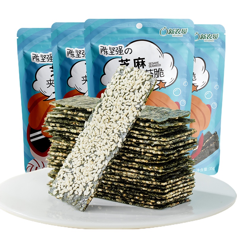 WQSC新农哥芝麻夹心海苔脆35gx4袋