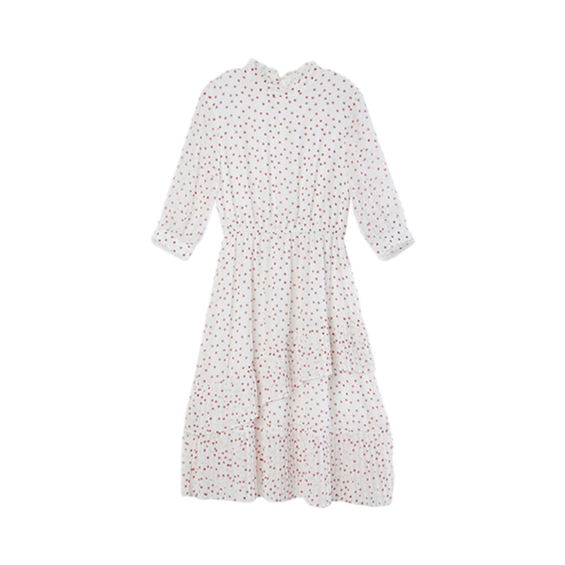 拉夏贝尔超仙连衣裙女秋装新款韩版收腰仙女森系波点法式桔梗气质裙子