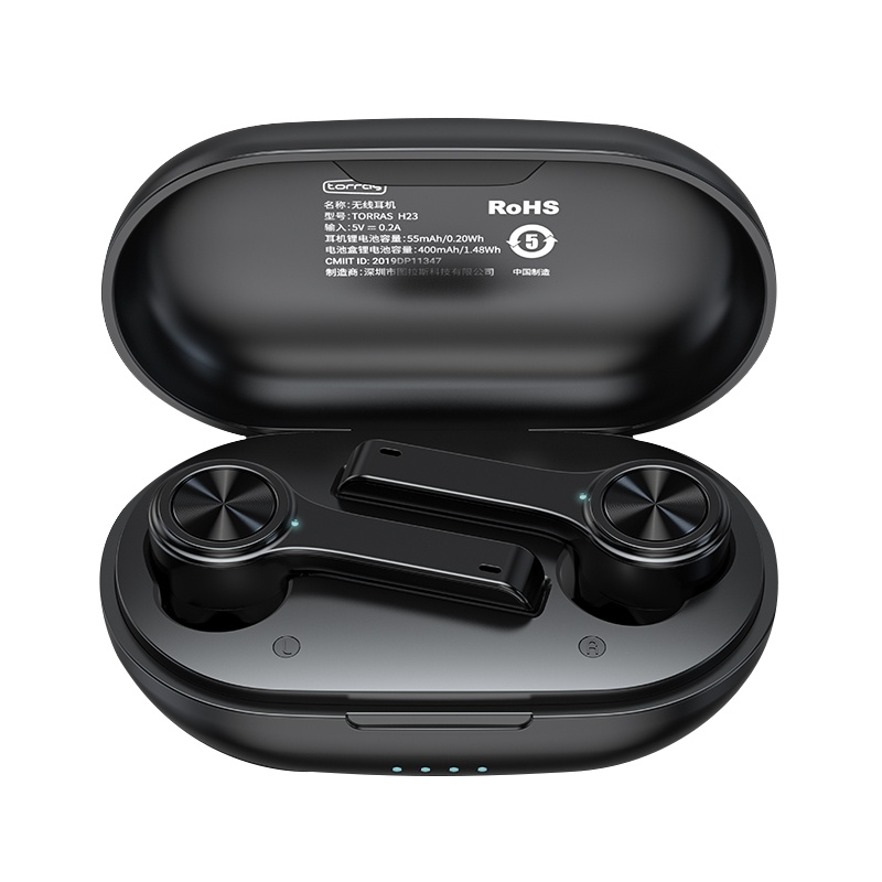 图拉斯H23无线耳机 黑色降噪蓝牙耳机TWS无痛佩戴真无线双耳超长续航入耳式高音质无损隔音高清通话