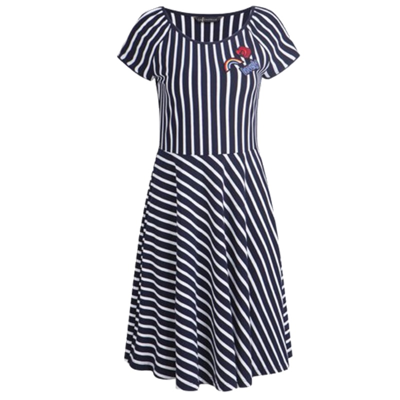 【福利款】拉夏贝尔小清新印花圆领短袖连衣裙