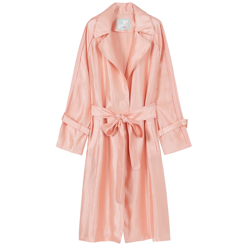 马克华菲女装2019春中长款喇叭袖气质外套单风衣女薄款