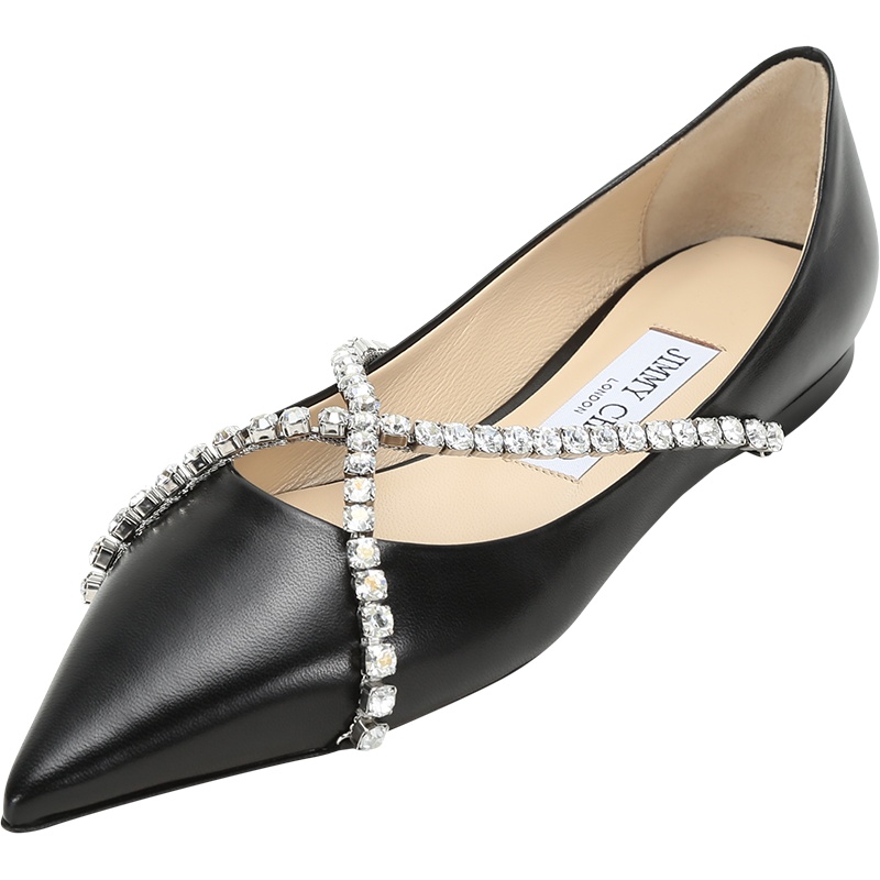 JIMMY CHOO 周仰杰 女士 皮革尖头单鞋平底鞋 GENEVI FLAT YAY 211