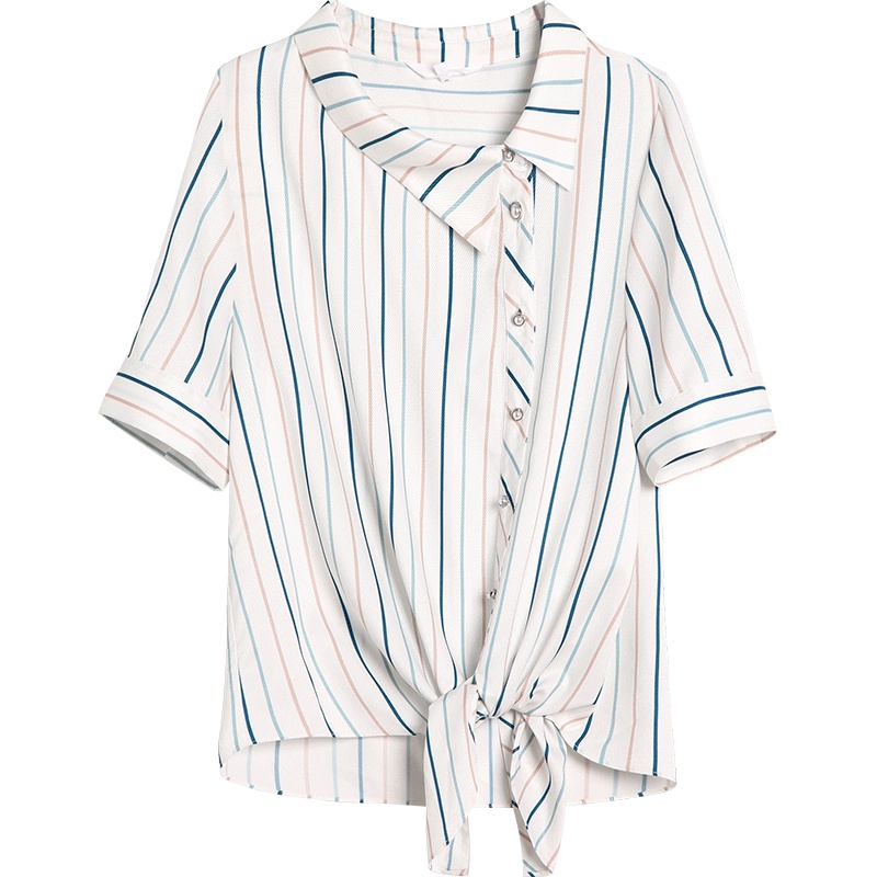 OSA欧莎衬衫女夏2019新款简约条纹衬衣时尚小衫百搭职业上衣