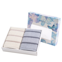 金号素色纯棉加厚洗脸巾毛巾2条装礼盒 GA1058高档礼盒 柔软舒适 居家生活 节日送礼