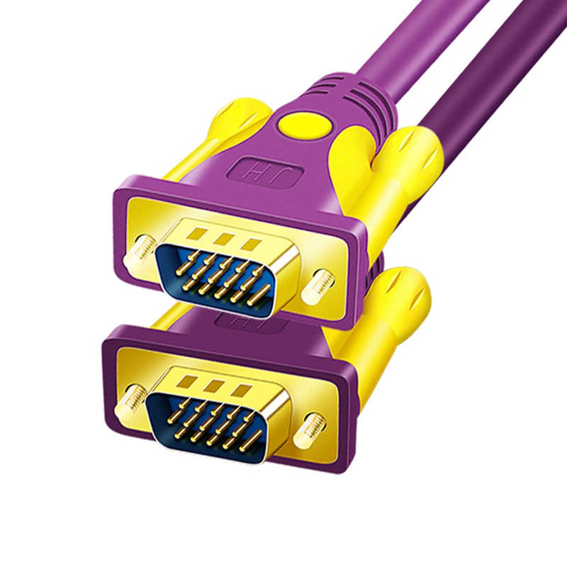 晶华 工程级VGA3+9高清线 台式主机笔记本电脑连接显示器电视投影仪视频连接线 公对公视频线1.5米紫色 V101E