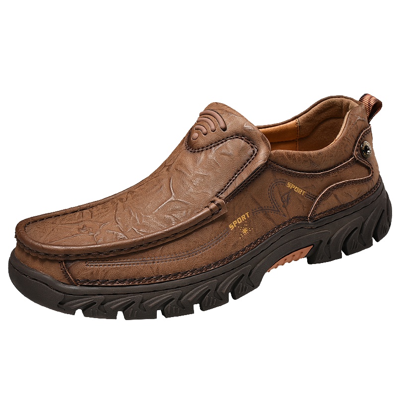 英伦班纳(ENLEN&BENNA)透气皮鞋男鞋休闲皮鞋防水英伦风大码厚底防滑户外登山豆豆鞋