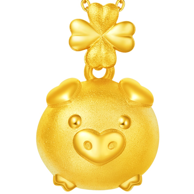 周大福 十二生肖猪四叶小猪足金吊坠 R21586定价