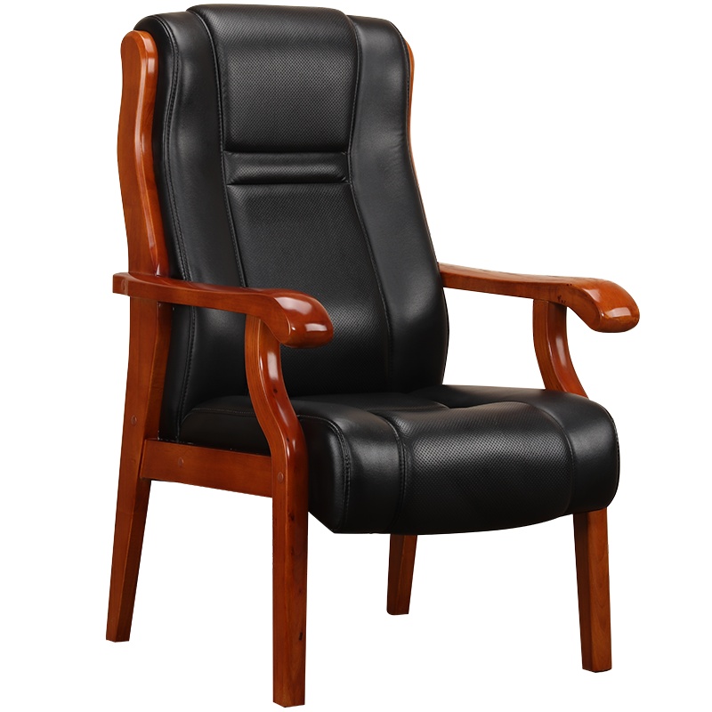 巨高办公家具橡木靠背椅西皮实木会议椅