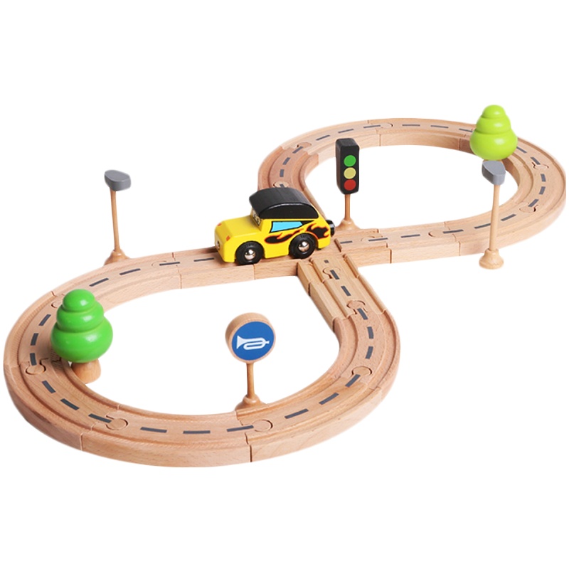 木玩世家木制88轨道儿童宝宝玩具赛车八八小汽车路轨组合1-2-3-6周岁男孩T2002