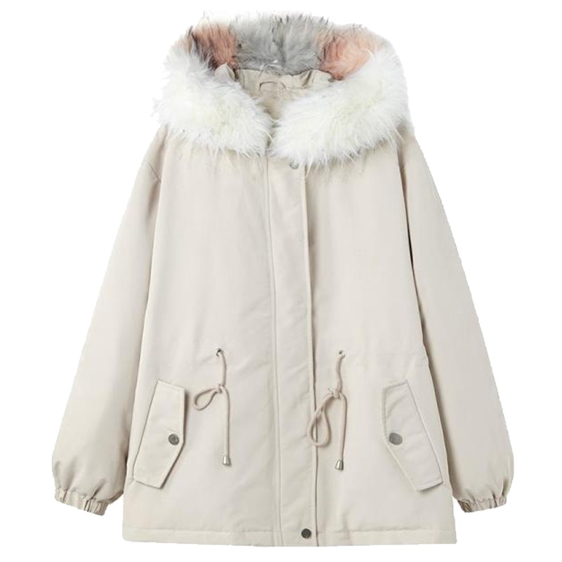 拉夏贝尔短款羽绒服女2019新款白鸭绒大毛领时尚外套大毛领小个子派克服72000700