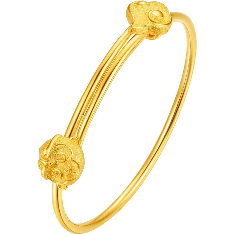 周大生黄金手镯新款999足金猴头筋斗云金箍棒宝宝手镯紧箍咒手环
