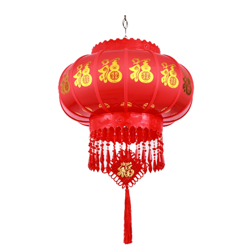 电池充电遥控七彩投影LED旋转大红灯笼阿斯卡利福字新年春节门口阳台挂饰50CM金福旋转七彩投影1个插电款