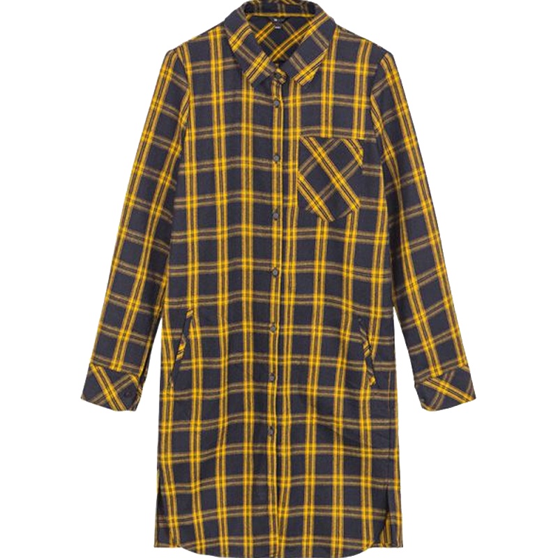 7M打底衬衣女学生韩版宽松气质时尚格子衬衫女长袖外套女70009091