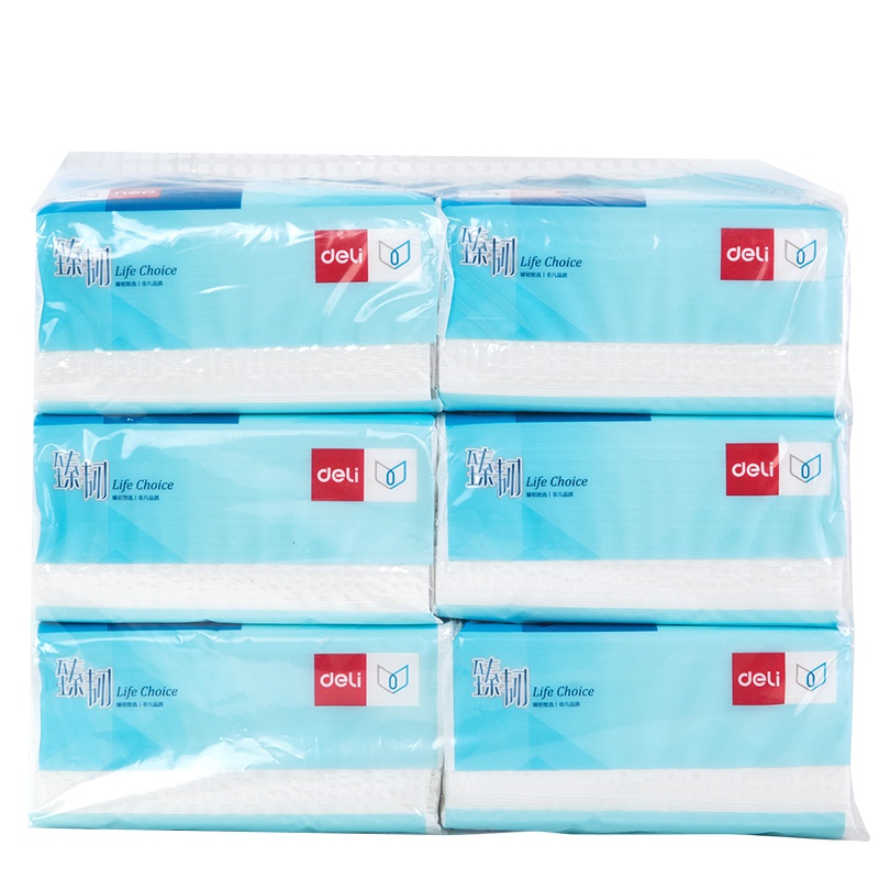 得力3130-01 软包抽取式面巾纸白软包抽取式纸面巾3盒/提