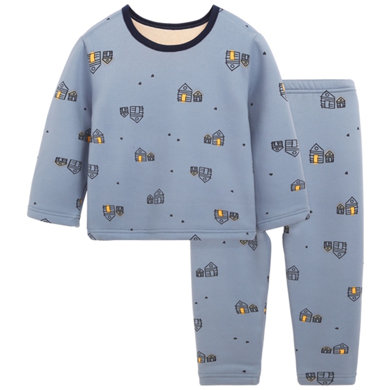 猫人童装秋上新保暖内衣牛奶丝复合绒保暖秋衣秋裤男童内衣套装