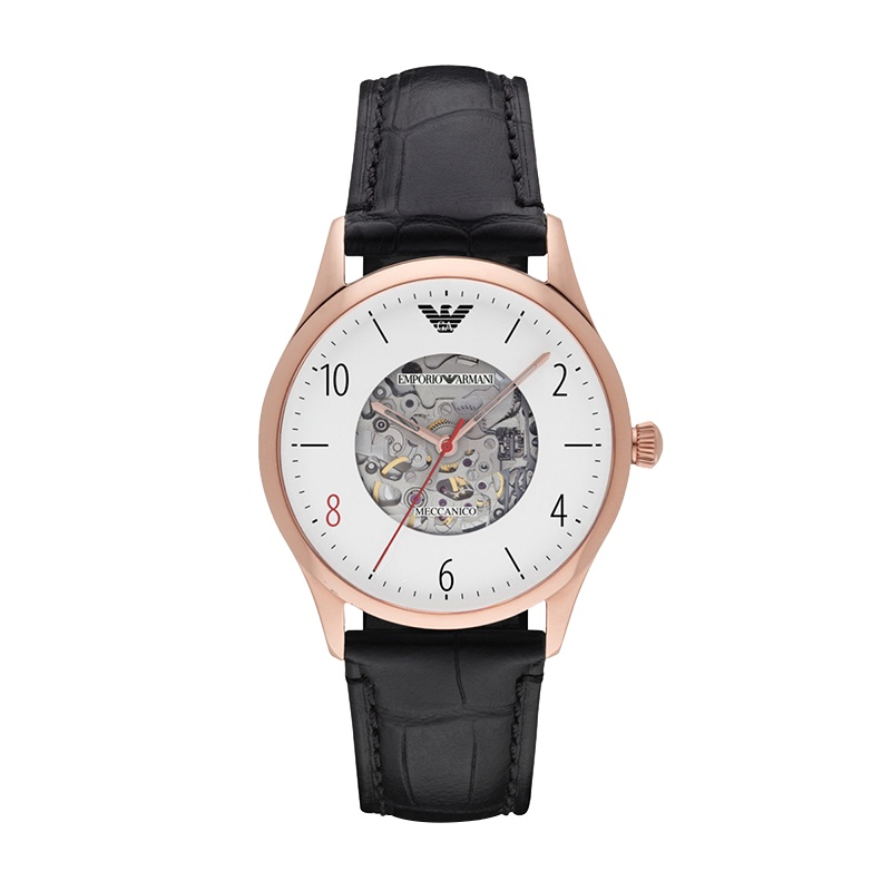 阿玛尼(EMPORIO.ARMANI)手表 自动机械时尚商务休闲皮带镂空男士机械表腕表AR1924