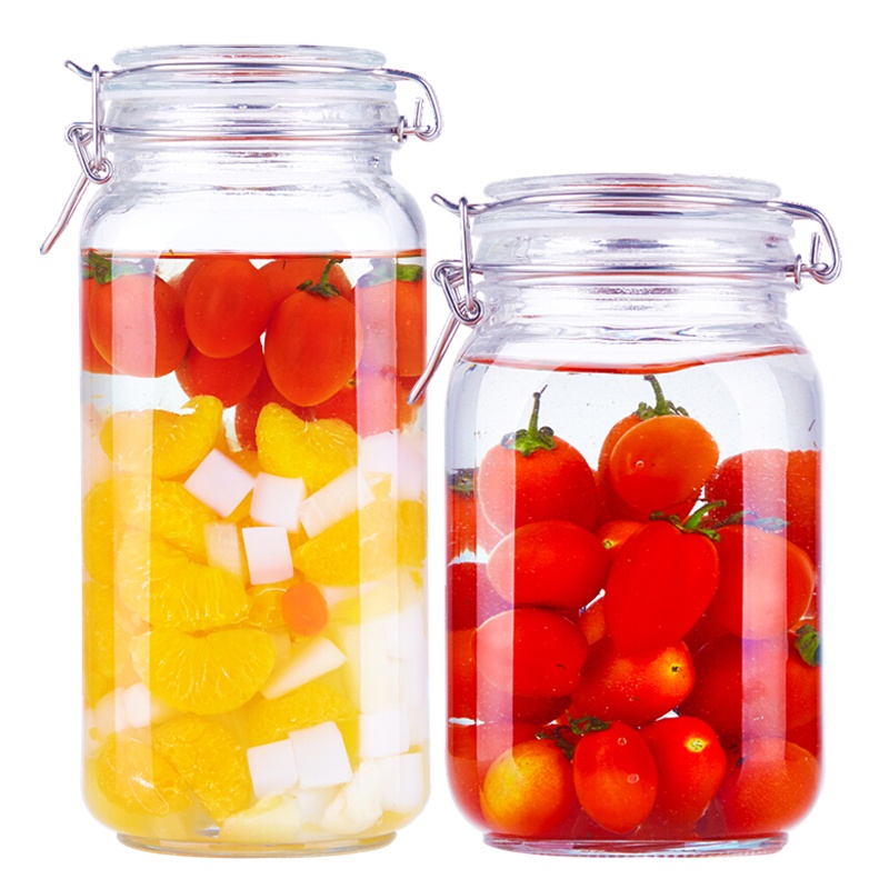 喜碧 斯格系列1.5L+2.1L密封罐玻璃瓶子带盖食品储物罐头家用腌制蜂蜜罐柠檬泡菜坛子 两只装
