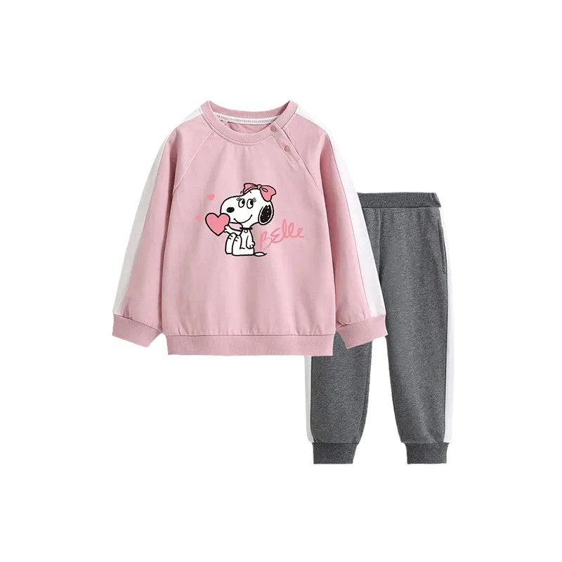 史努比SNOOPY童装儿童套装春秋新款女童长袖长裤两件套女孩卫衣套装