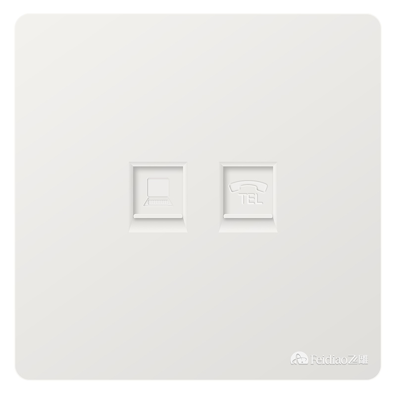 飞雕开关插座面板 雅佳白 电话电脑插