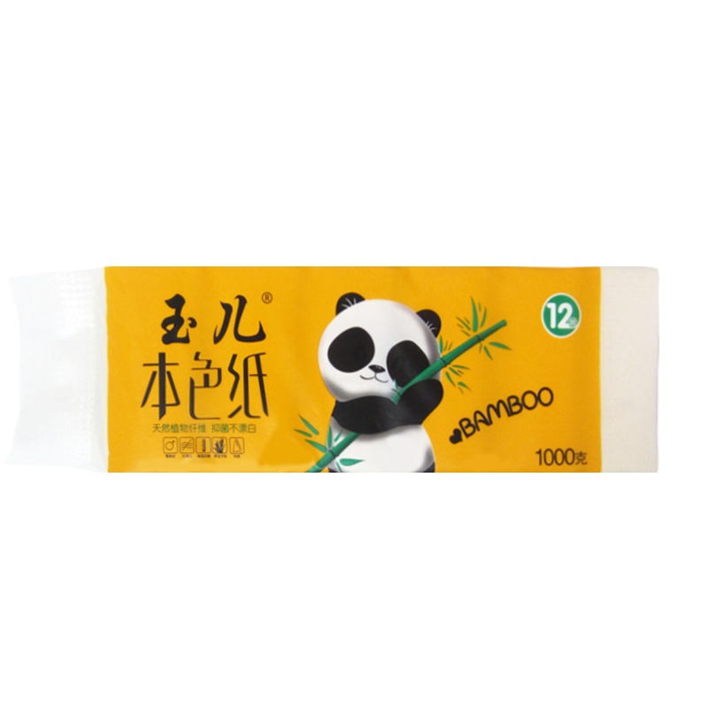 玉儿本色竹浆卷纸4层*12卷1000g 无芯卷纸厕纸卫生纸