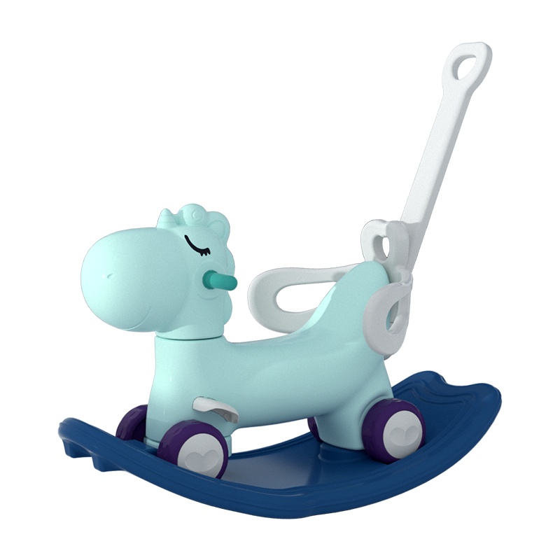 澳乐儿童木马摇摇马玩具婴儿大号摇马宝宝健身户外两用小木马多功能摇马(摇马+滑行车)莫迪蓝