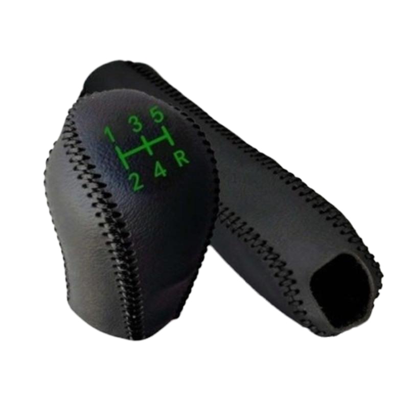 敬平一汽森雅S80 M80 R9 森雅R7 汽车皮挡把套排挡挂挡杆档位手刹套 手刹套+排档套 黑皮黑线 平排换挡手刹套