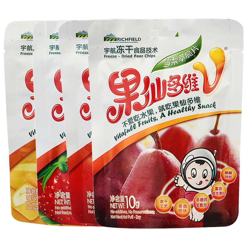 果仙多维V 儿童果蔬零食儿童水果片冻干水果萃脆片4袋组合