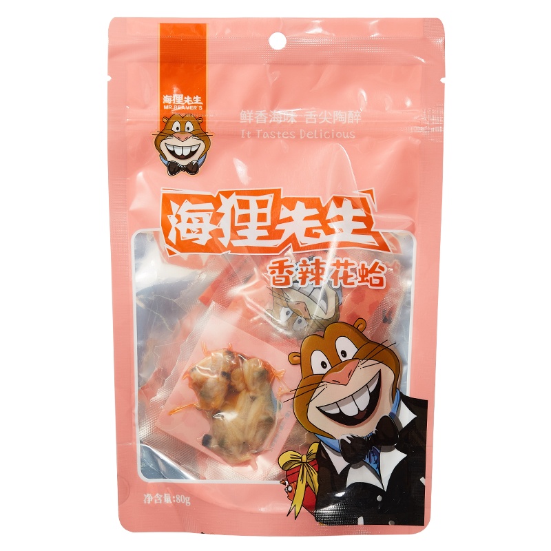 海狸先生香辣花蛤麻辣花甲开袋即食蚬子肉干大连特产海鲜零食小吃 80g*1袋香辣味(休闲零食)