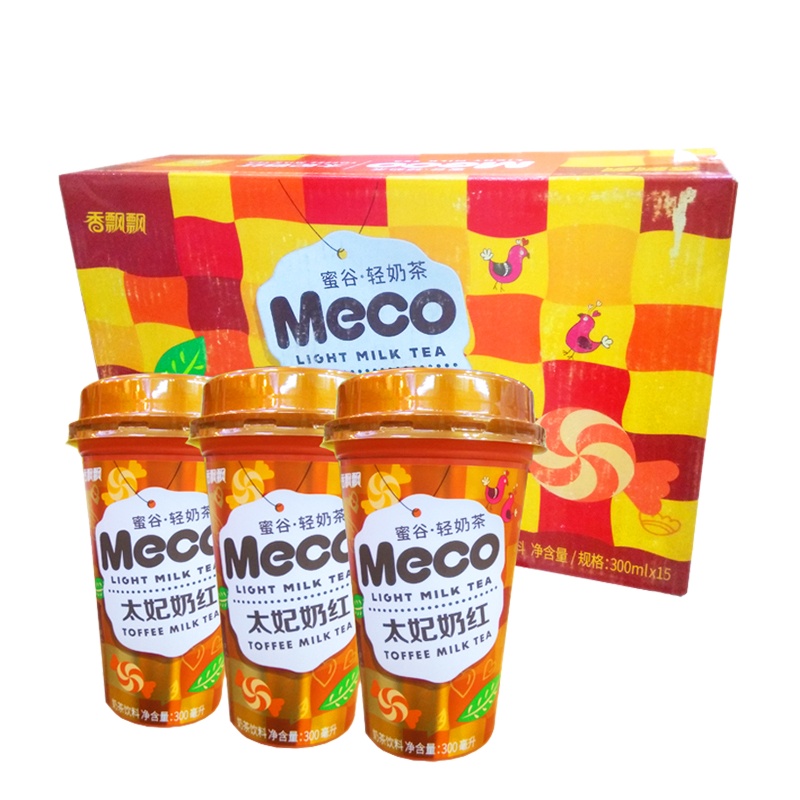 香飘飘meco轻奶茶太妃奶红300ml*12杯白桃乌龙太妃奶茶早餐下午茶即饮奶茶免冲泡