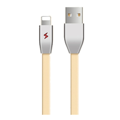 2条装锌合金高速数据线 支持快充 适用于苹果iphone ipad 等 扁线设计不缠绕 抗弯折充电数据线灰色