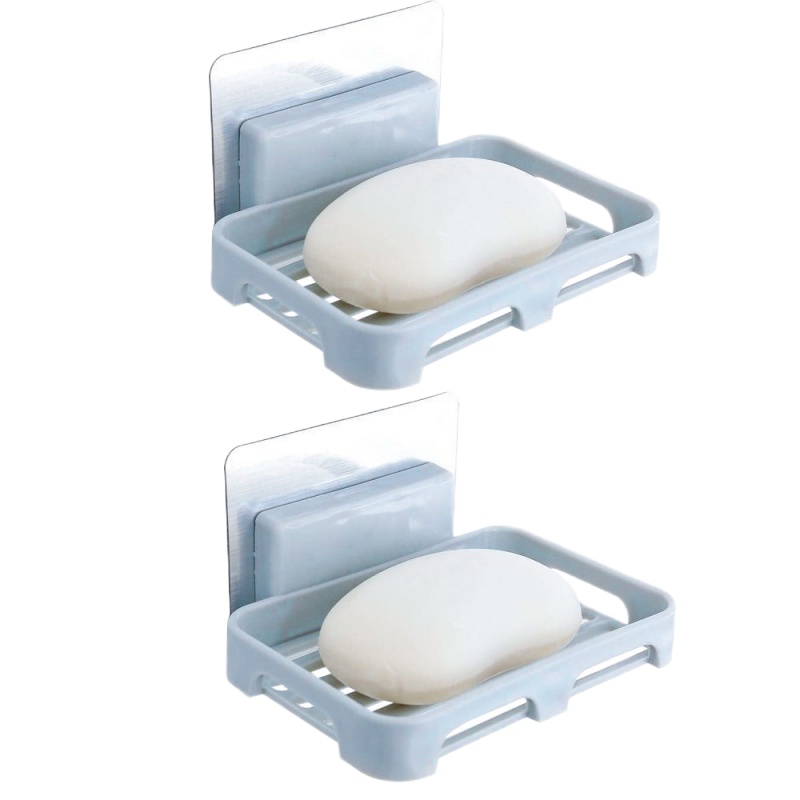 2个北欧蓝 免打孔壁挂肥皂盒浴室沥水肥皂架卫生间吸壁式香皂盒香皂架皂盒子