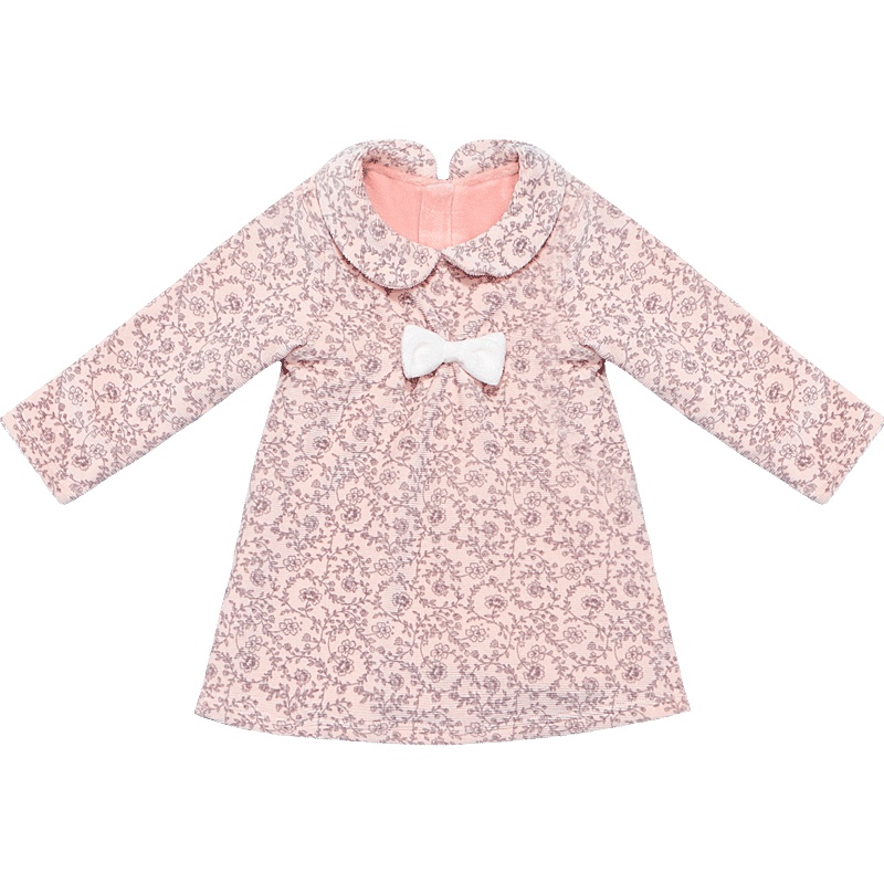 婴姿坊冬装儿童冬季加绒公主裙潮女童装冬款小女孩长袖女童连衣裙子