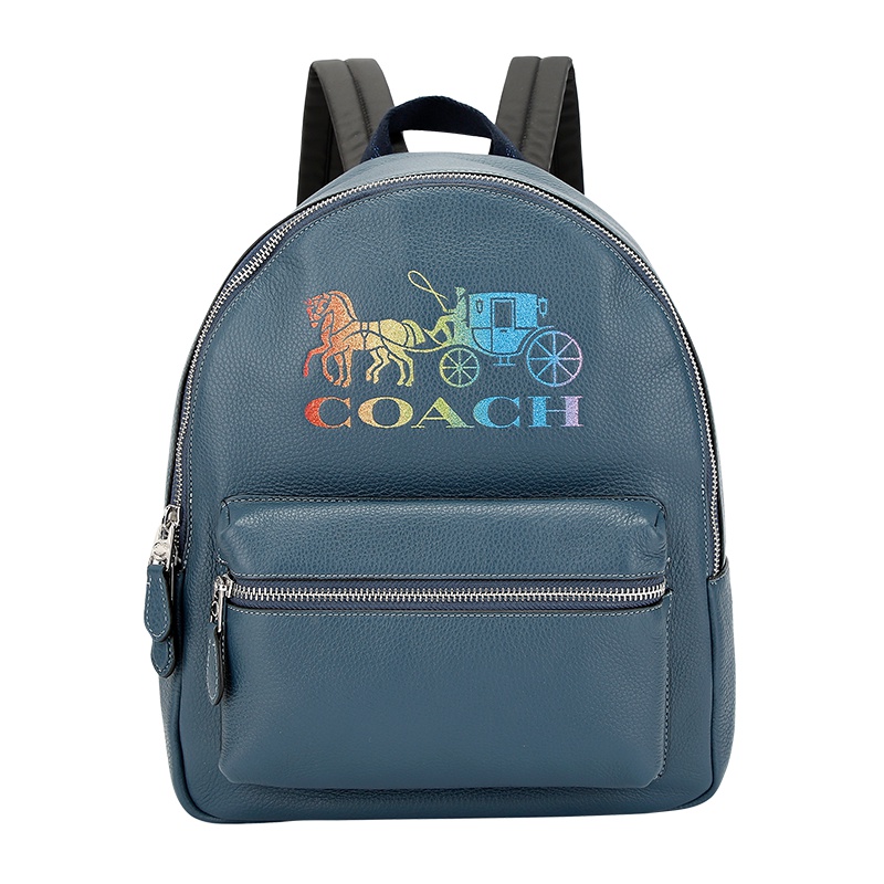 COACH 蔻驰 奢侈品 女士蓝色人造革双肩包 F76772 SVM64