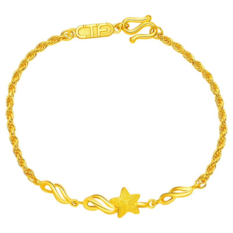 周大福珠宝首饰星愿足金黄金手链计价（足金工费178元）F217677