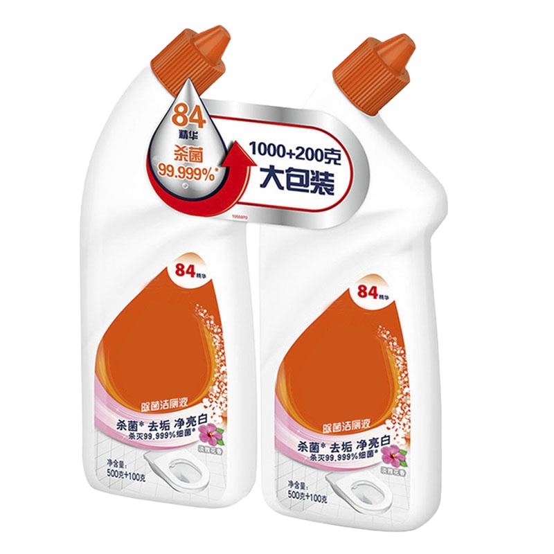 上海家化 厕液洁厕灵厕所清洁剂除菌洁厕液强力除垢7448 淡雅花香0.6*2