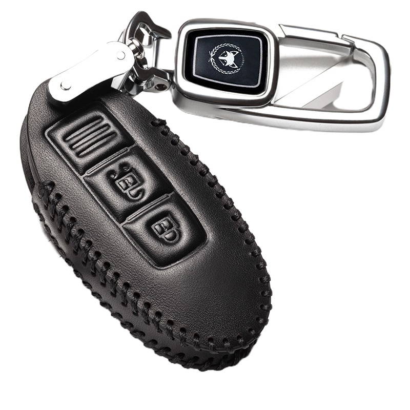 舒适主义2019款东风日产奇骏钥匙套皮专用2020款新奇骏汽车遥控钥匙包扣 日产A款黑红色(一键启动带横杠款汽车钥匙扣