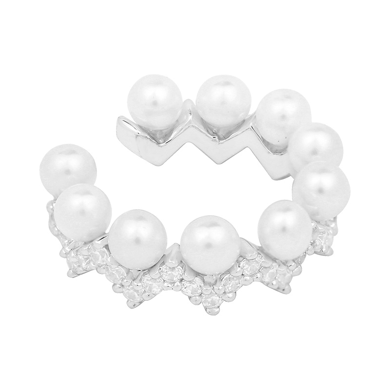 apm MONACO单只Z字波浪滑动珍珠耳夹女士 气质时尚无耳洞耳骨夹耳扣925银耳饰