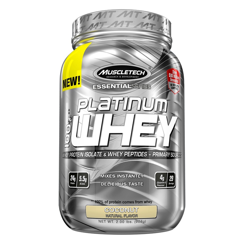 Muscletech肌肉科技白金乳清蛋白质粉2磅蛋白增健身男女肌粉增健重肌粉男进口官方正品whey营养蛋白粉-椰子味