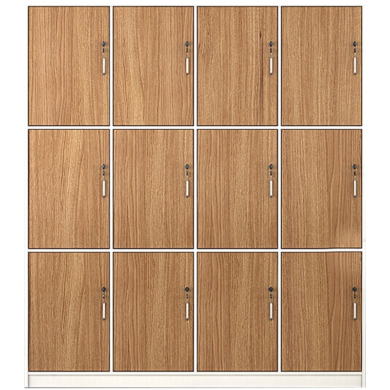 三圣 办公家具木质更衣柜板式员工储物柜带锁鞋柜储物柜健身房游泳馆浴池浴室存衣柜12门