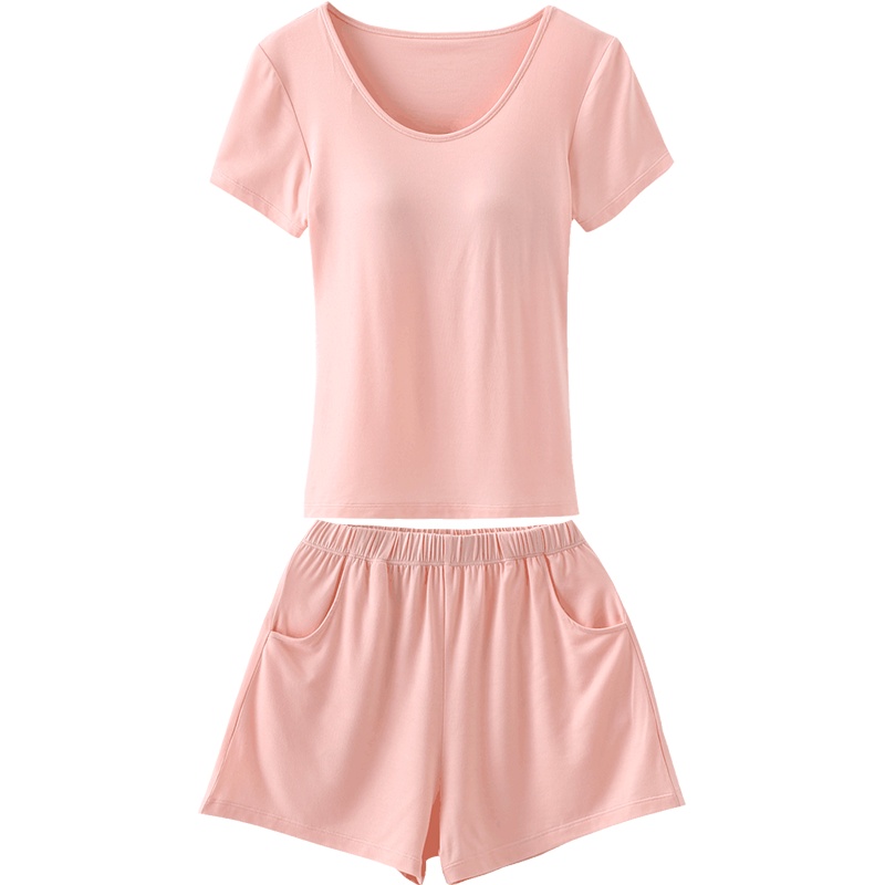 都市丽人亲肤舒适纯色低领宅时尚女士家居服套装2V8701