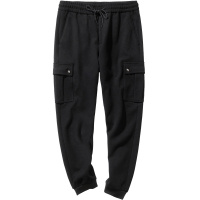 千纸鹤男士黑色运动裤秋季青年时尚工装潮流束脚九分裤90318