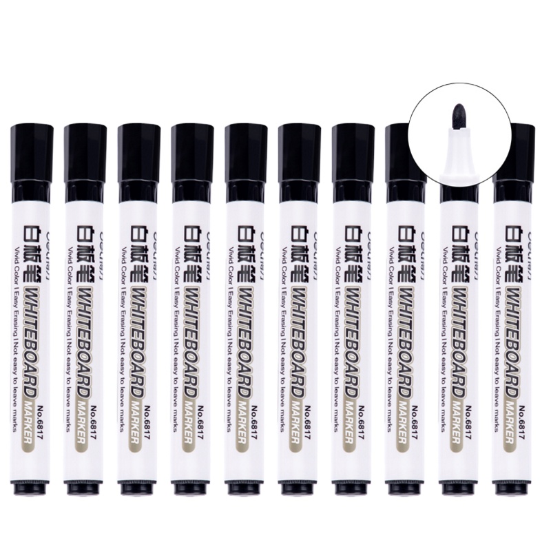 得力6817 白板笔 色泽明亮可擦易擦 黑色10支/盒