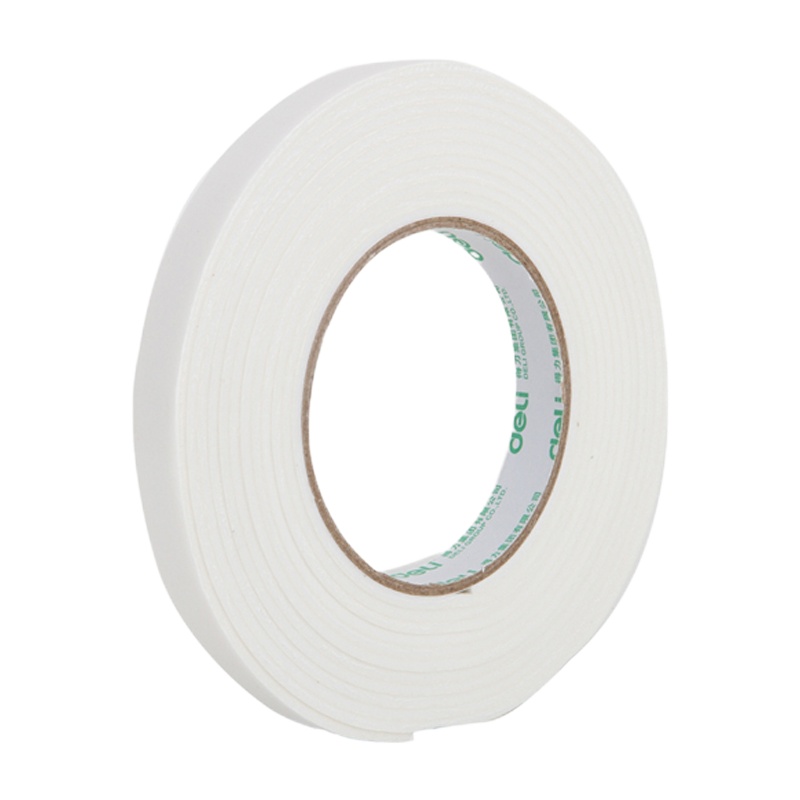 得力deli30416海绵胶 泡棉双面胶 （36mm*5y) 双面胶带 强力泡沫胶 12卷