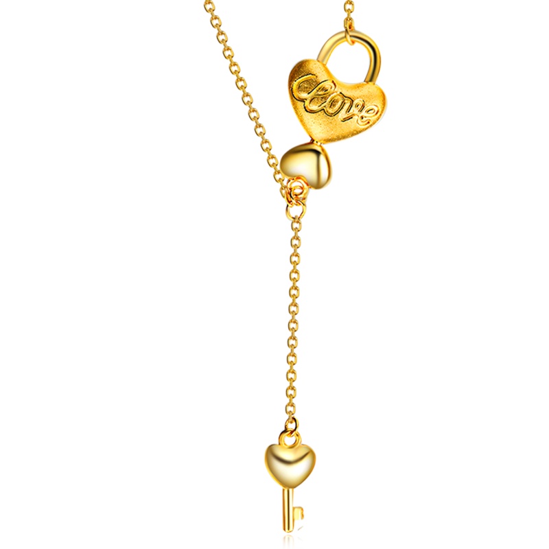 Ryual 黄金项链 足金999爱心女士锁包项链 黄金锁骨金套链女款送老婆爱人计价款 长度可调节