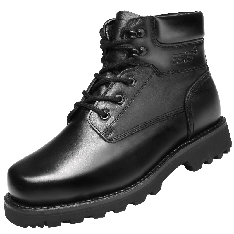 强人3515男靴真皮作战靴棉鞋加绒牛皮羊毛保暖靴子马丁靴