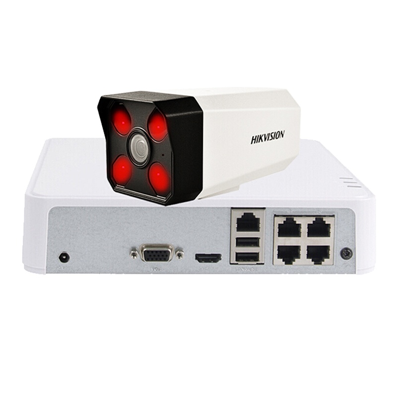 海康威视摄像头 监控设备套装 1路无硬盘 200万套装 POE供电红外50米 拾音监控手机监控B12H2室内室外监控