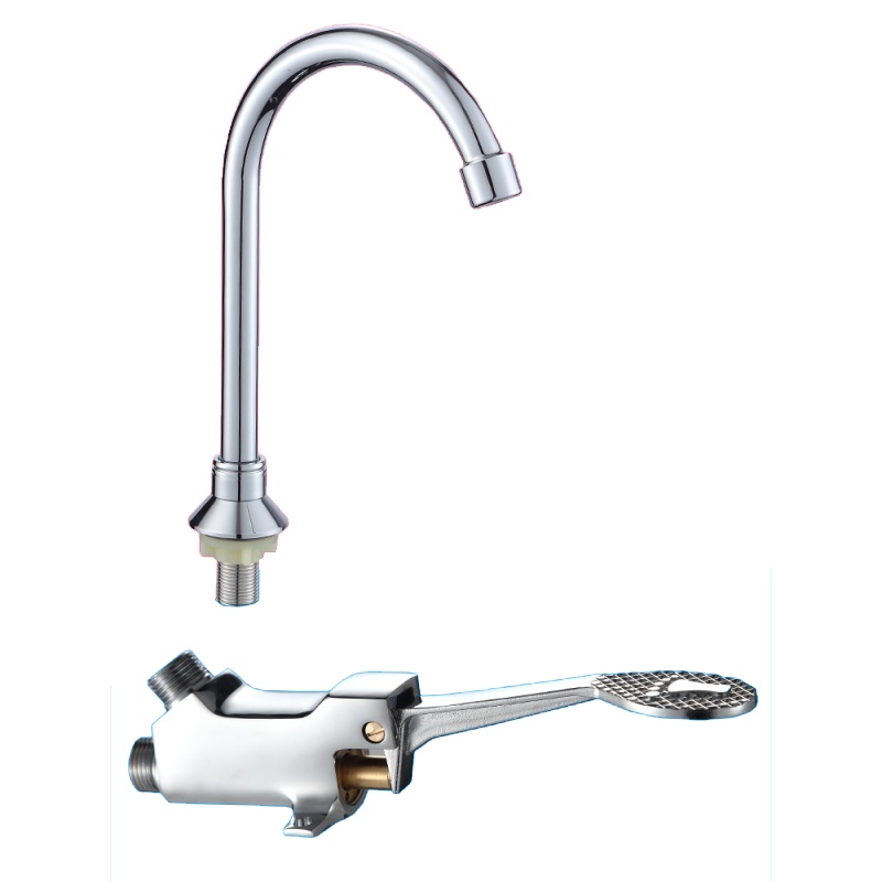 脚踏式水龙头CIAA铜实验室医院用食品厂工厂单冷面盆脚踩龙头